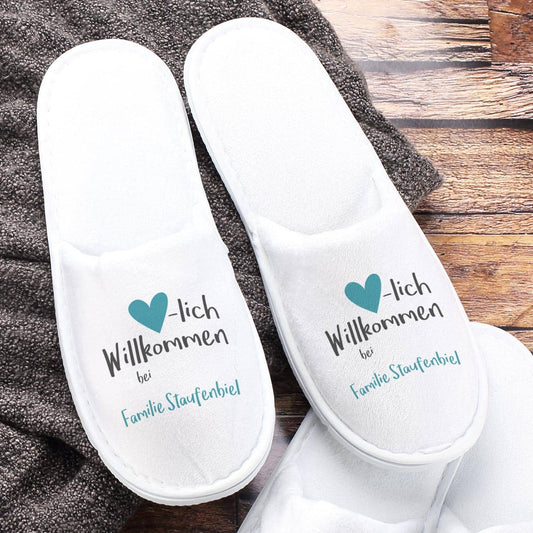 Personalisierte Hausschuhe für Gäste mit Name nach Wunsch
