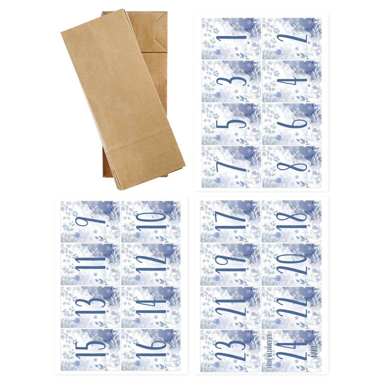 DIY Adventskalender mit Aufklebern und Papiertüten