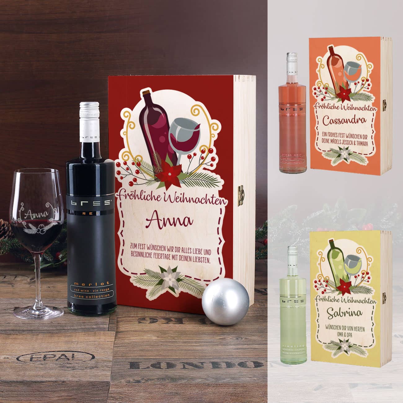 Persönliches Geschenkset zu Weihnachten für Weinliebhaber