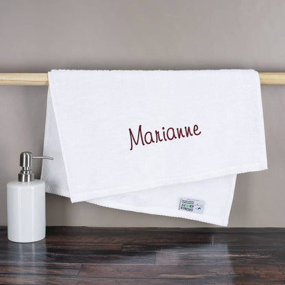 Handtuchset in Weiß mit Name bestickt