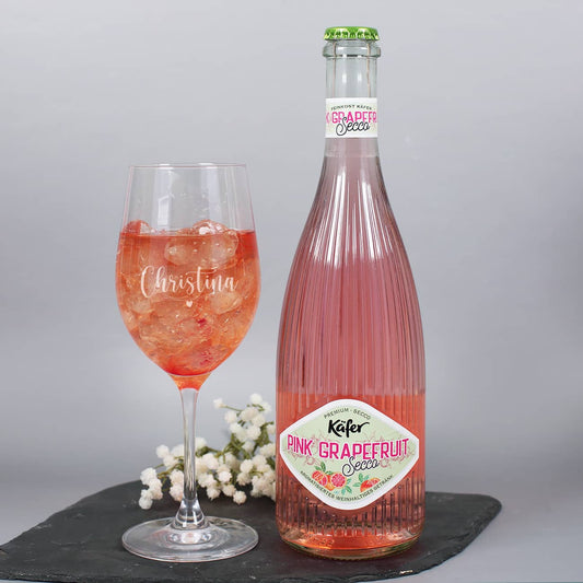 Fruchtsecco mit passendem Glas mit Gravur