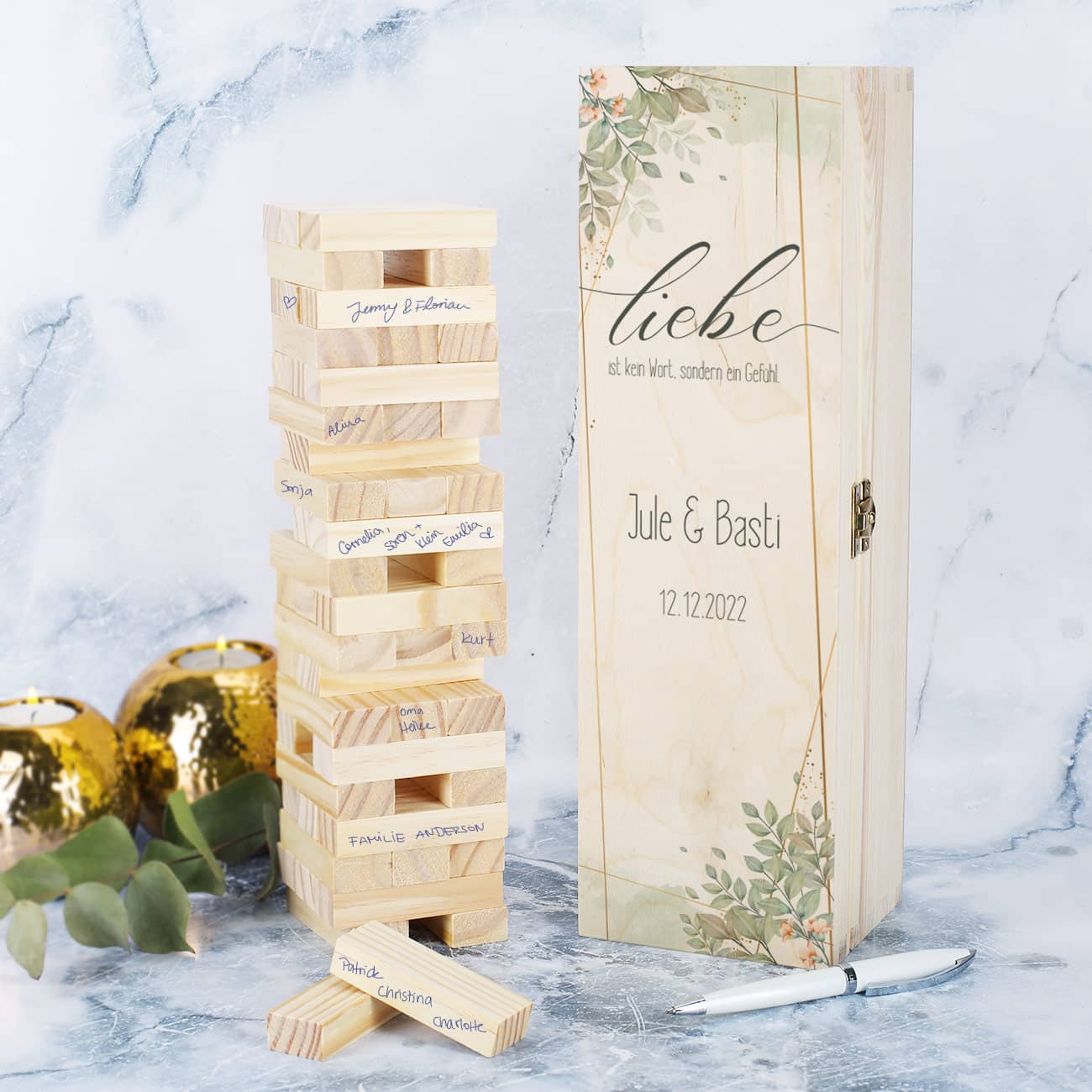 Gästebuch der anderen Art -  Als Jenga Turm zur Hochzeit
