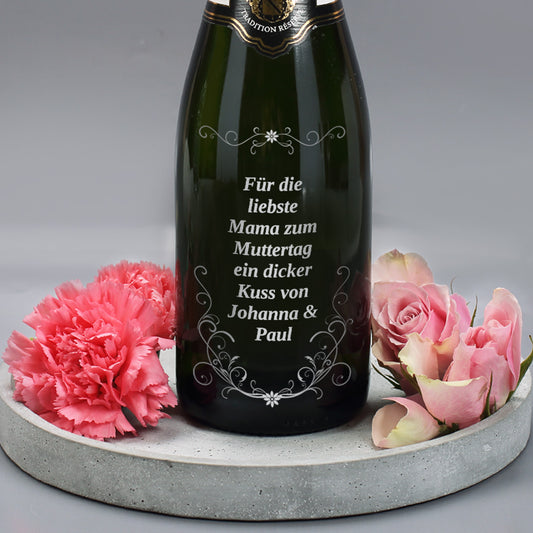 Edler Champagner mit frei wählbarem Wunschtext 