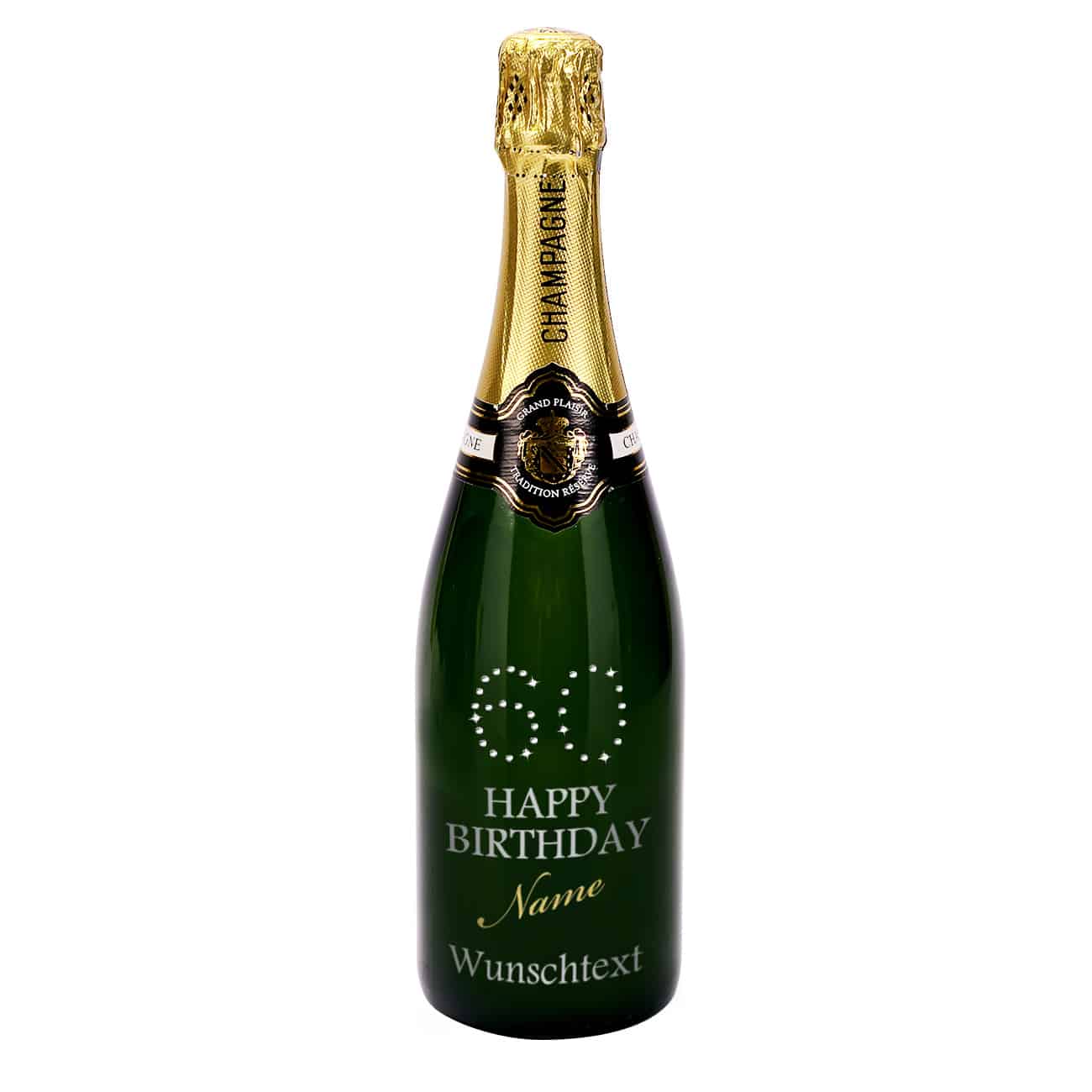 Die persönliche Champagnerflasche  zum 60. Geburtstag mit Swarovski Kristallen