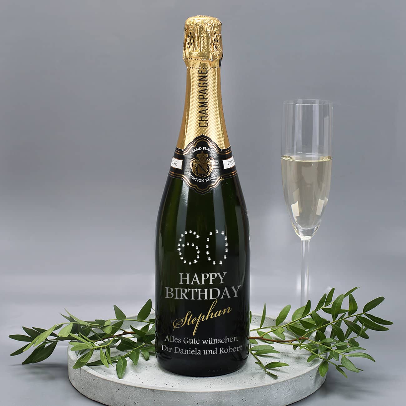 persönliche Champagnerflasche  zum 60. Geburtstag graviert