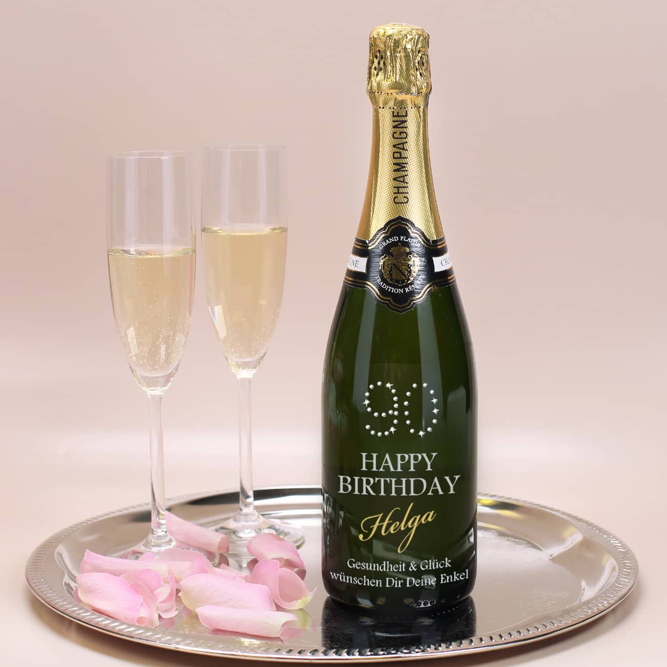Champagnerflasche mit persönlicher Gravur zum 90. Geburtstag