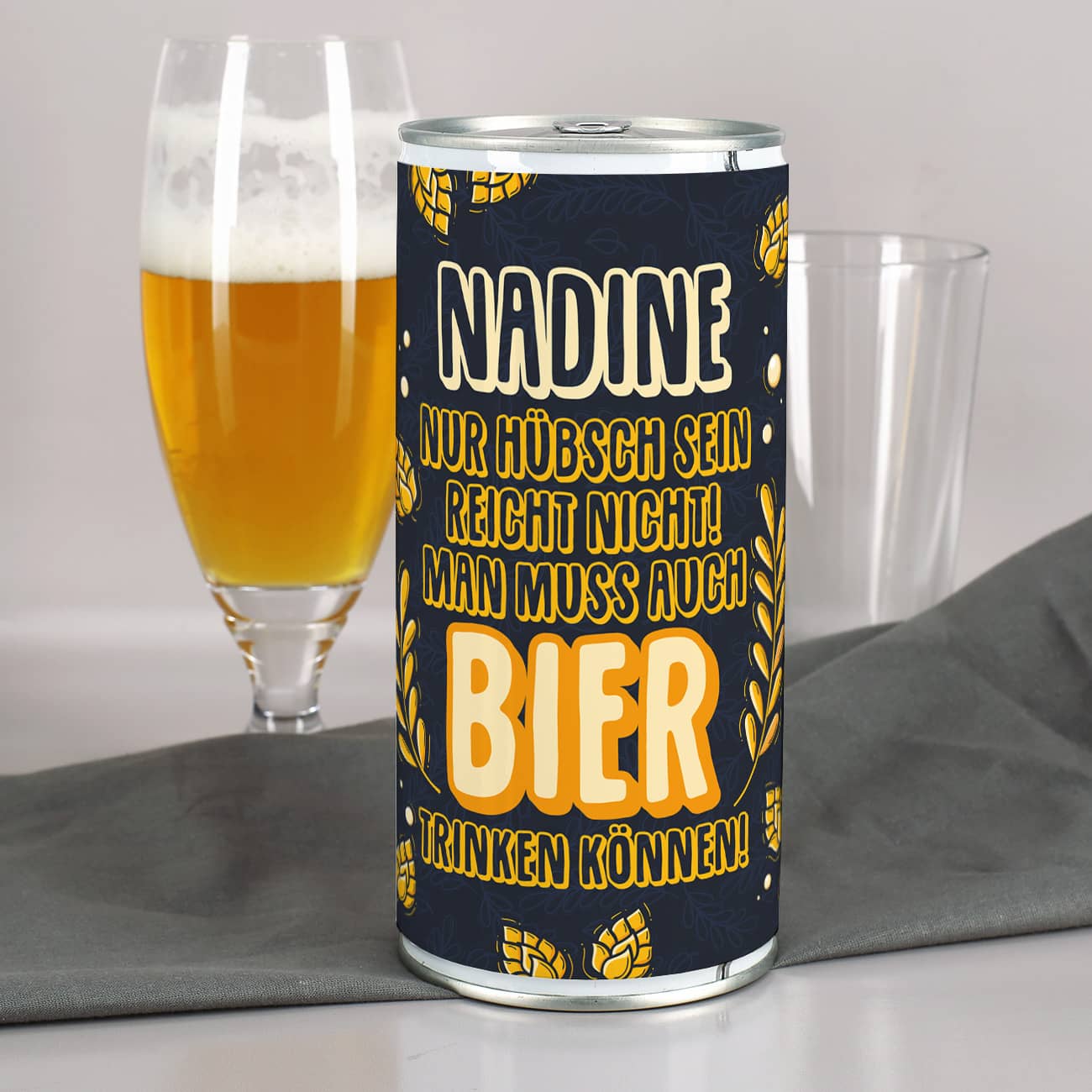 Lustiges Bier Geschenk mit Name bedruckt