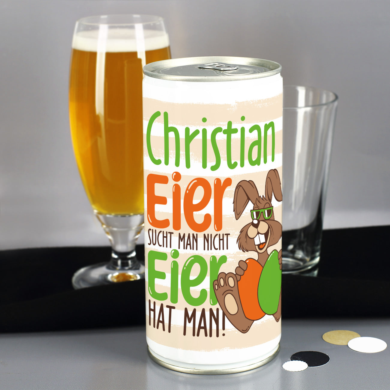 1 Liter Bierdose als Ostergeschenk mit Name personalisiert