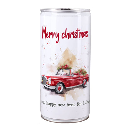 Weihnachts-Bier mit Ihrem Text & Santa's Mercedes Cabrio