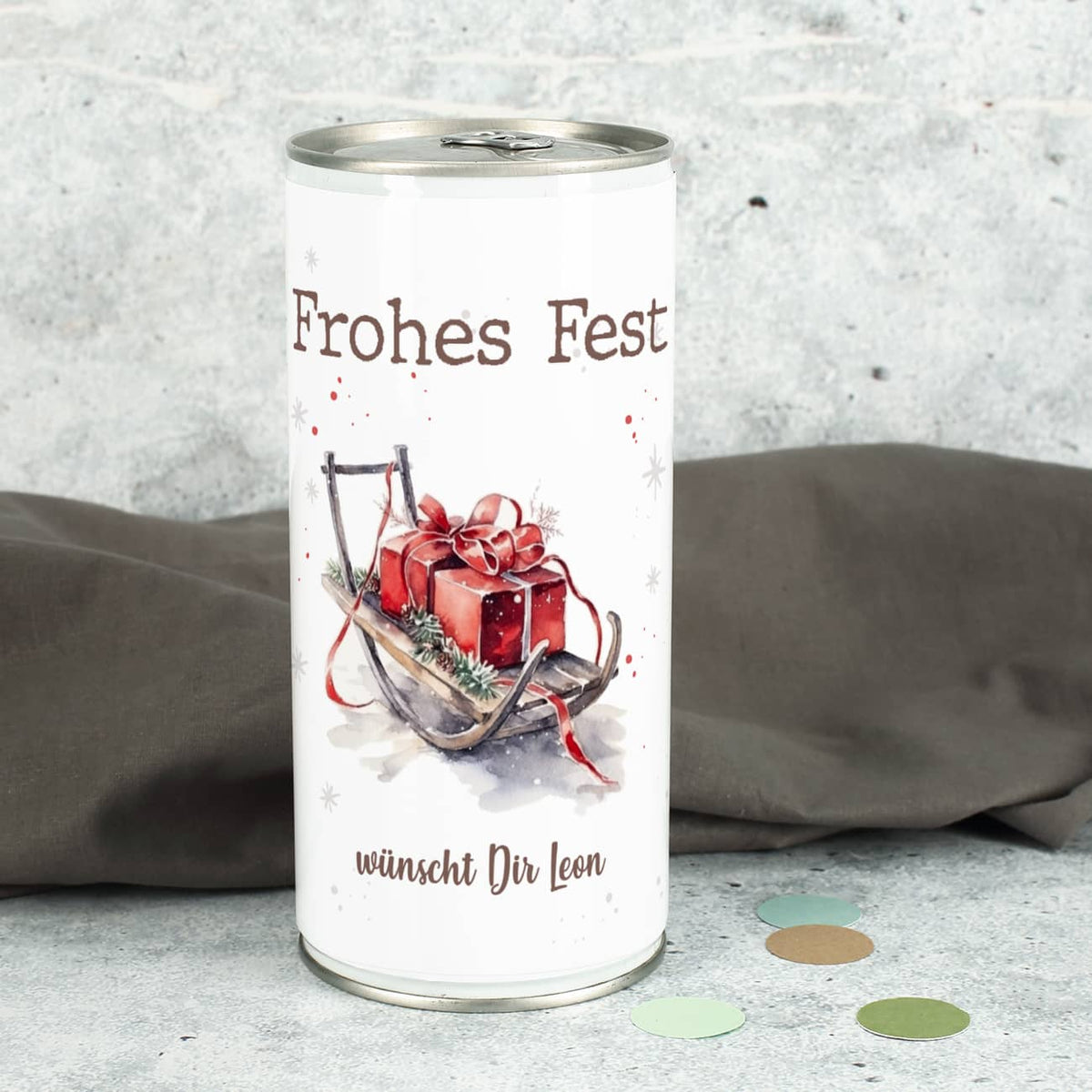 Weihnachts-Bier mit Ihrem Text & Santa's Schlitten