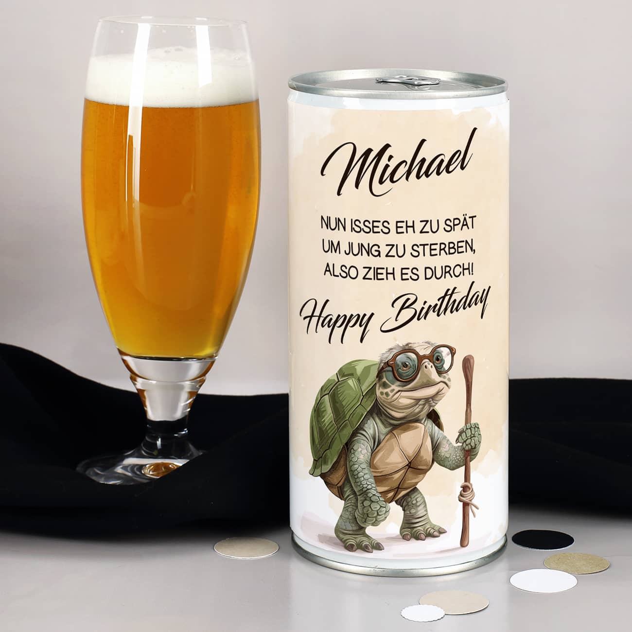 Personalisierte Dose mit Schildkröte als Motiv