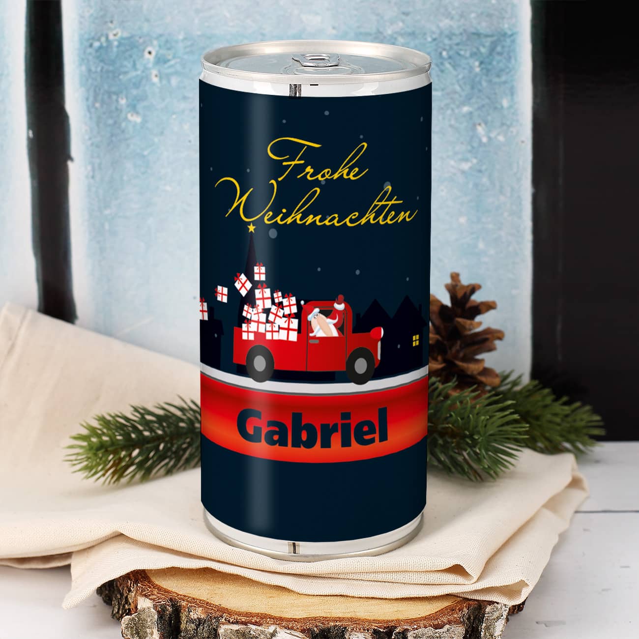 Persönliche Bierdose - Frohe Weihnachten - mit Name
