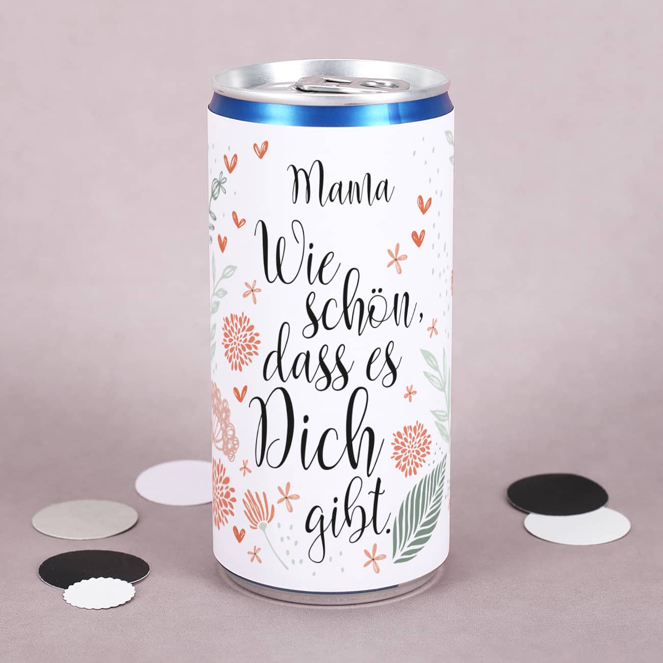 Kleines Muttertagsgeschenk - persönliche Seccodose mit blumigem Motiv