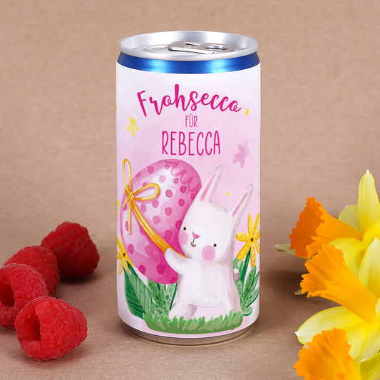 Secco Dose 200 ml mit personalisiertem Namen und Osterhasen Motiv mit großem Osterei