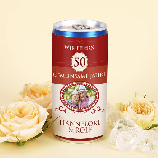 Hochzeitsjubiläums - City Secco in der Dose mit Jubiläum, Wunschnamen und Foto