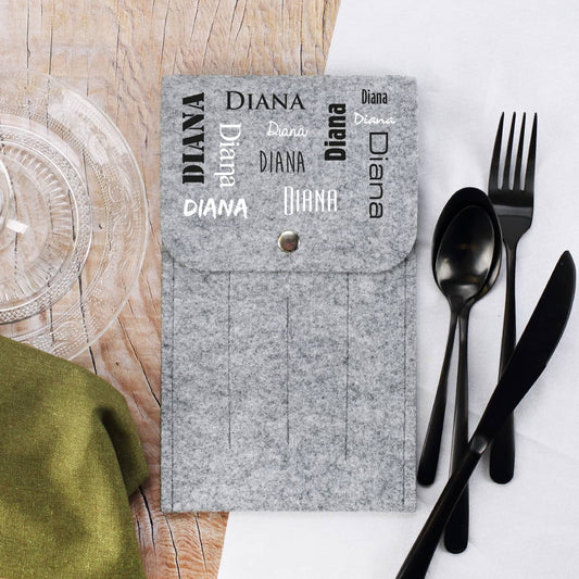 Filz Bestecktasche mit Name