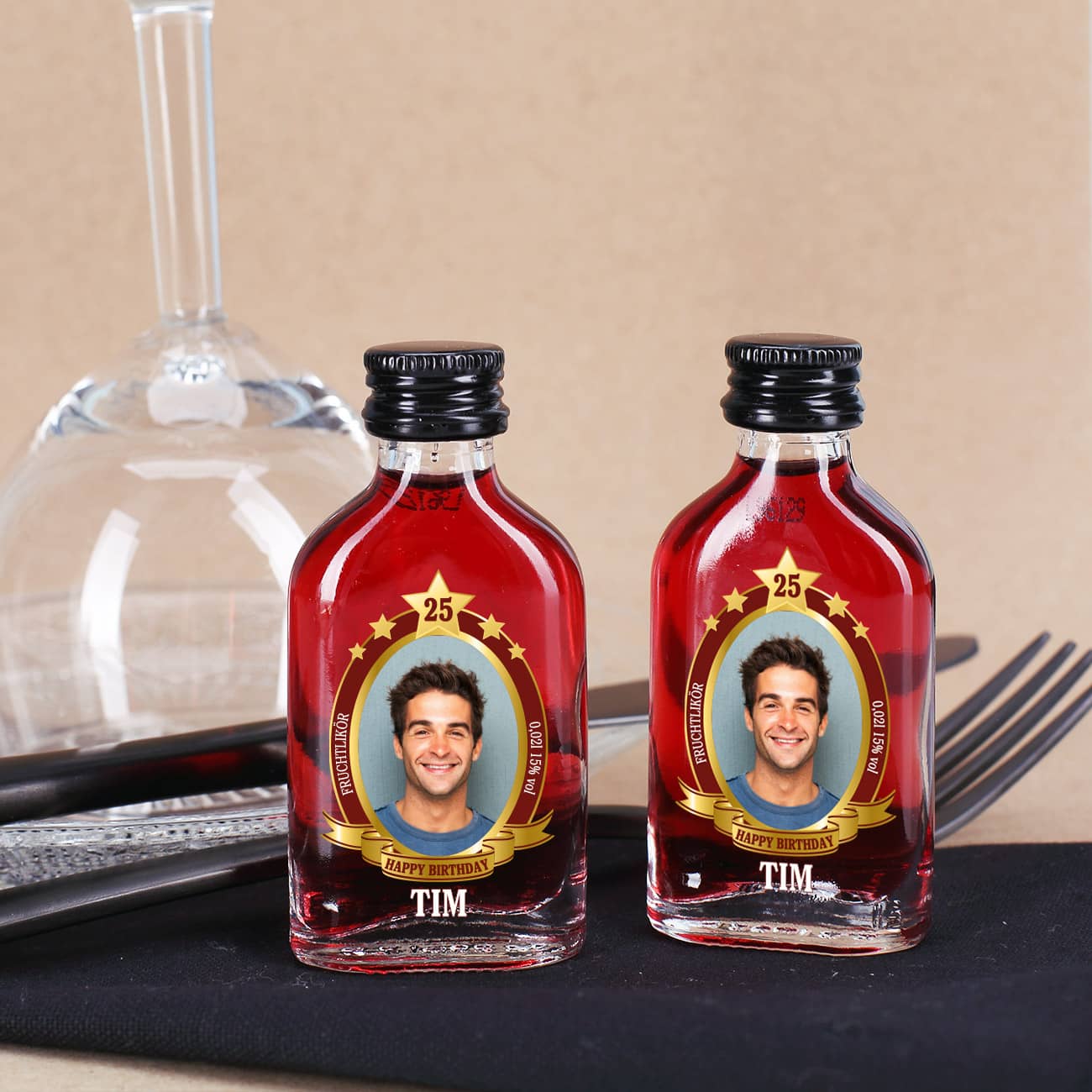 Fruchtlikör mit Foto zum Geburtstag