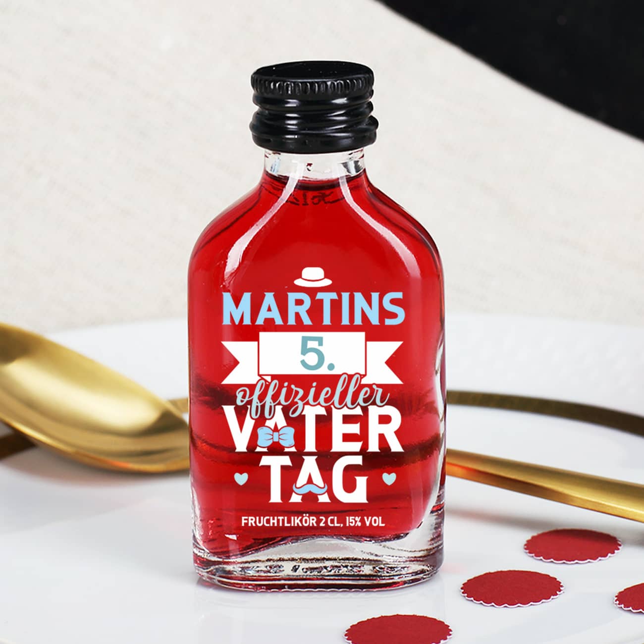 Schnaps zum Vatertag mit personalisiertem Aufdruck mit Name & Zahl nach Wunsch