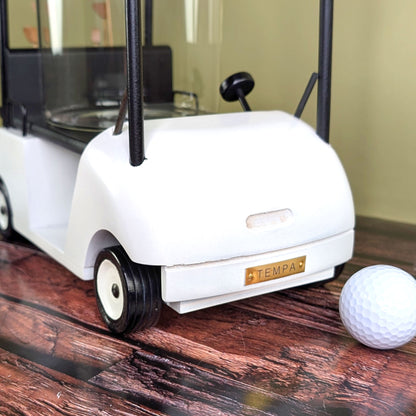 Frontansicht des Golfcarts mit „TEMPA“-Logo auf der Stoßstange