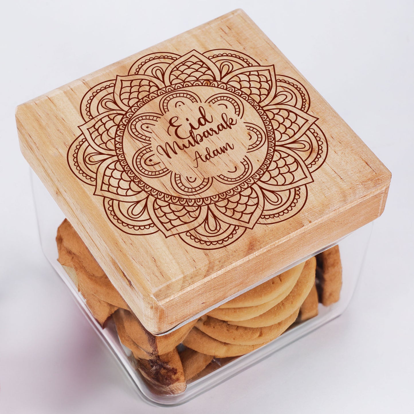 Keksdose / Vorratsglas „Eid Mubarak“ mit Wunschname für Ramadan & festliche Anlässe