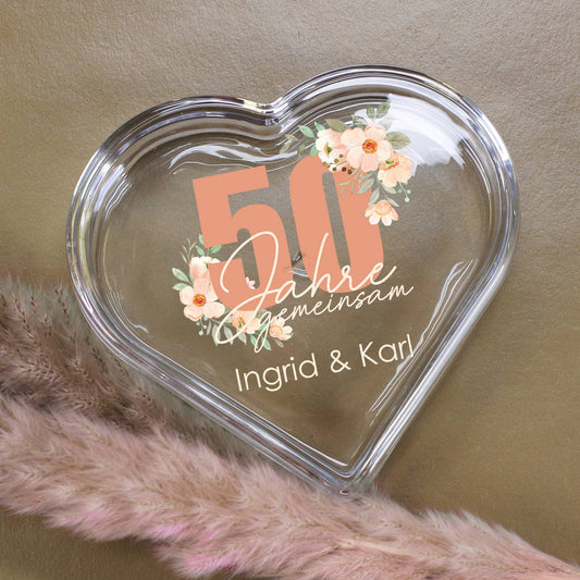 Glasdose als Geldgeschenk zur Goldenen Hochzeit