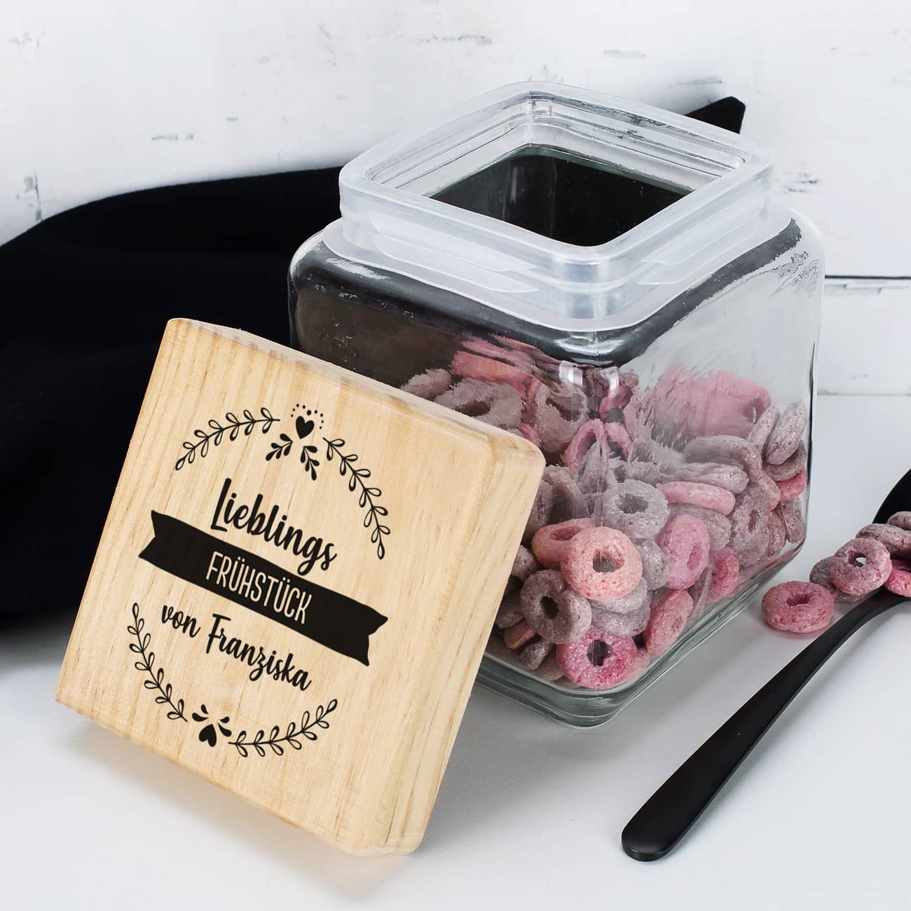 Vorratsglas mit Text nach Wunsch personalisiert