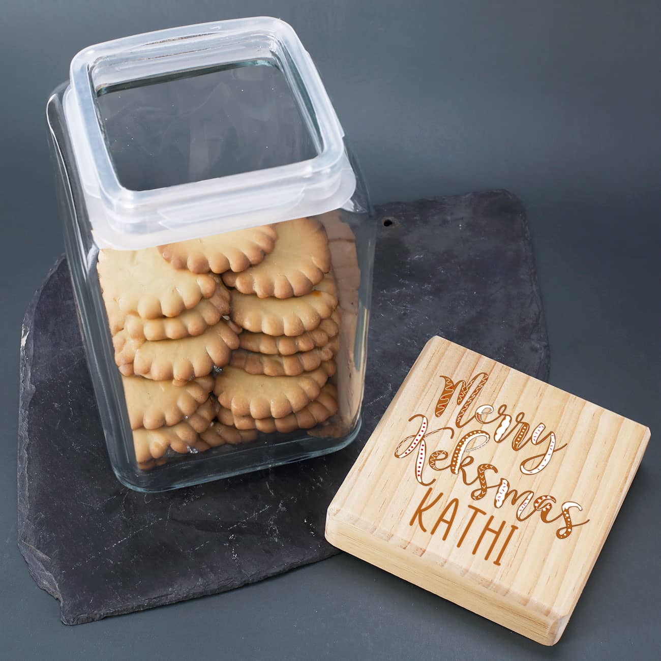 Merry Keksmas - Vorratsglas in 4 Größen mit Wunschname