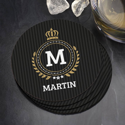 Untersetzer mit Name und Initiale (4er Set)