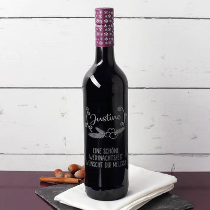 Glühweinflasche mit Gravur mit Name und Text nach Wunsch