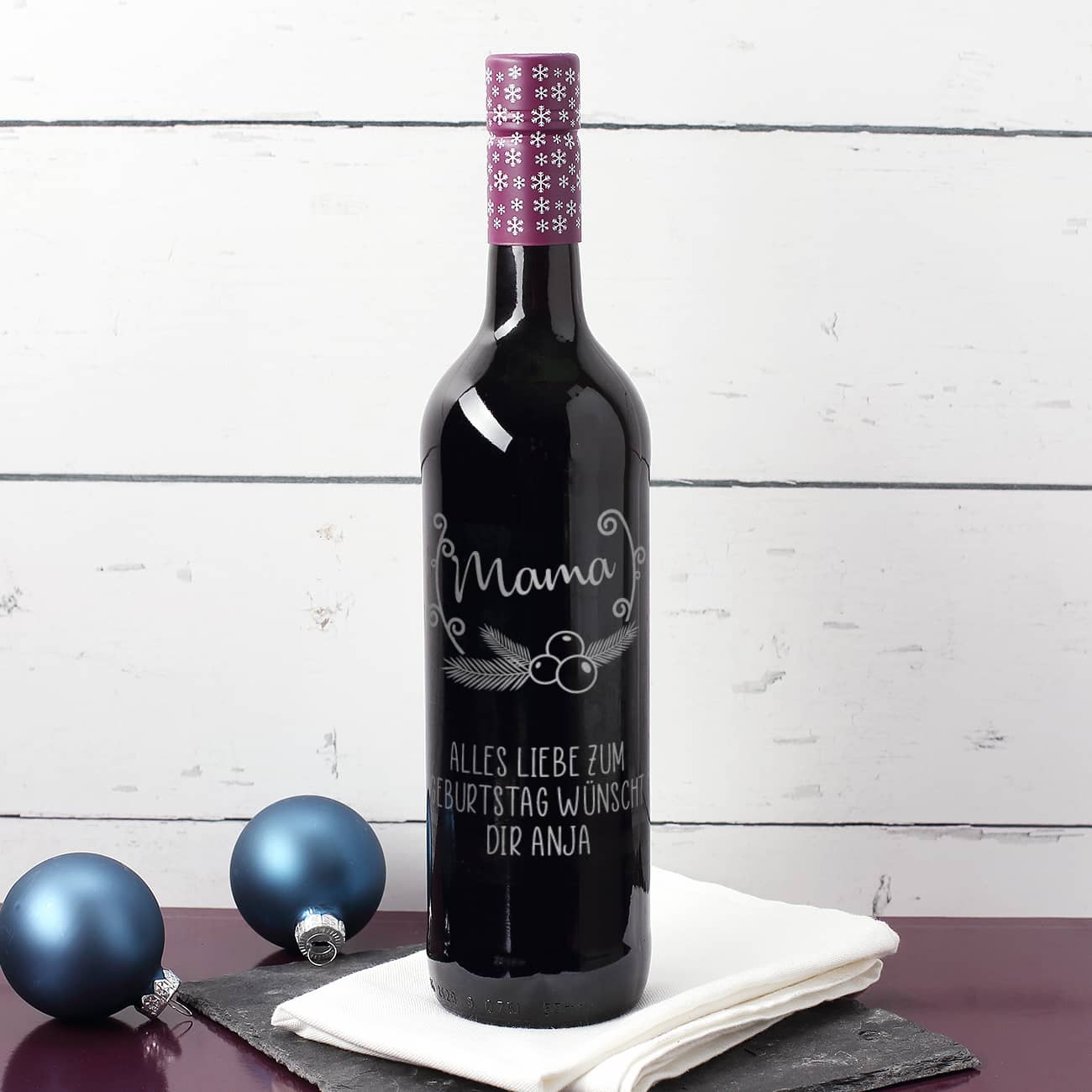 Glühwein mit Name und Wunschtext graviert