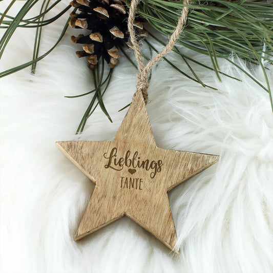 Personalisierter Holzstern mit hochwertiger Gravur