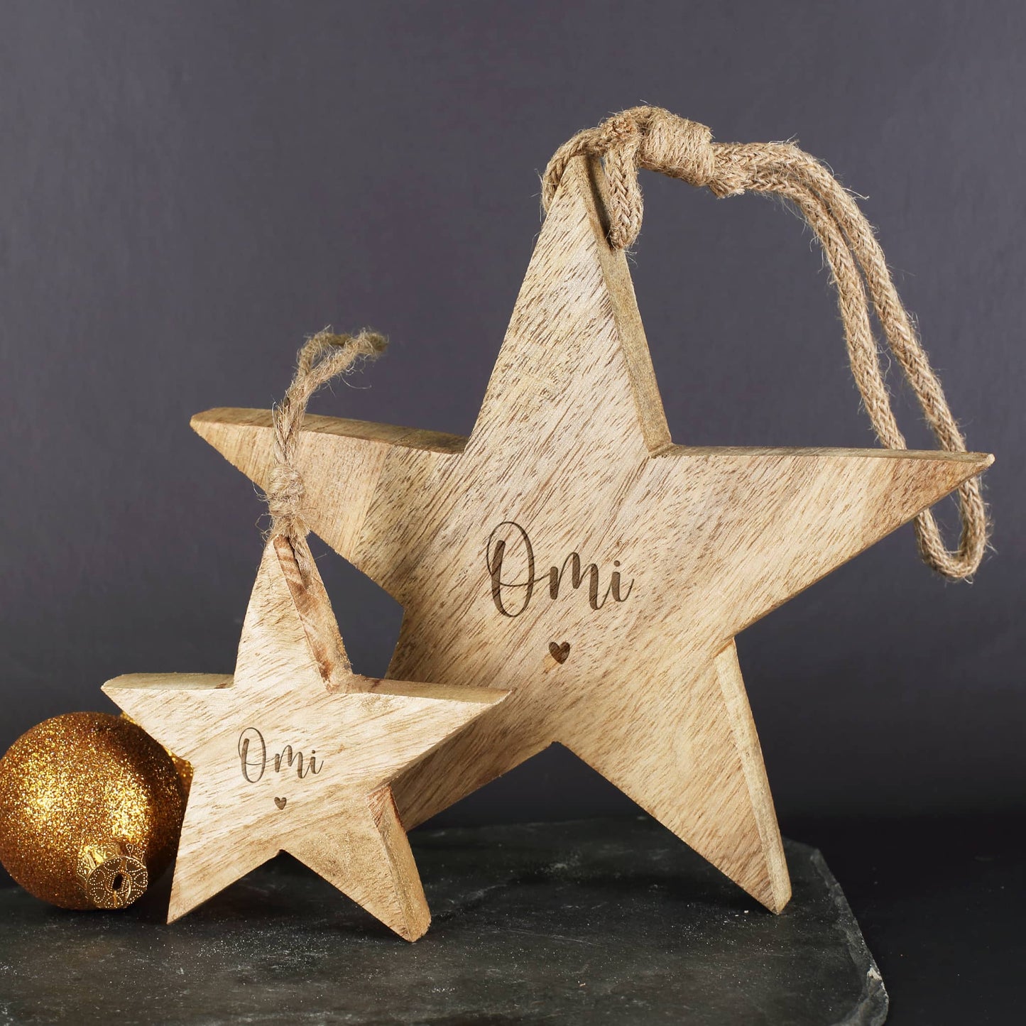 Dekostern aus Holz zu Weihnachten mit Gravur