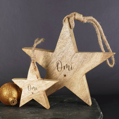 Dekostern aus Holz zu Weihnachten mit Gravur