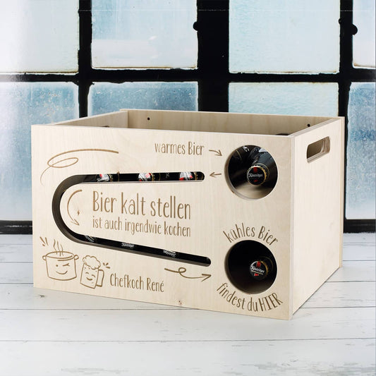 Witzige Bierrutsche aus Holz als Geschenk für Bierliebhaber