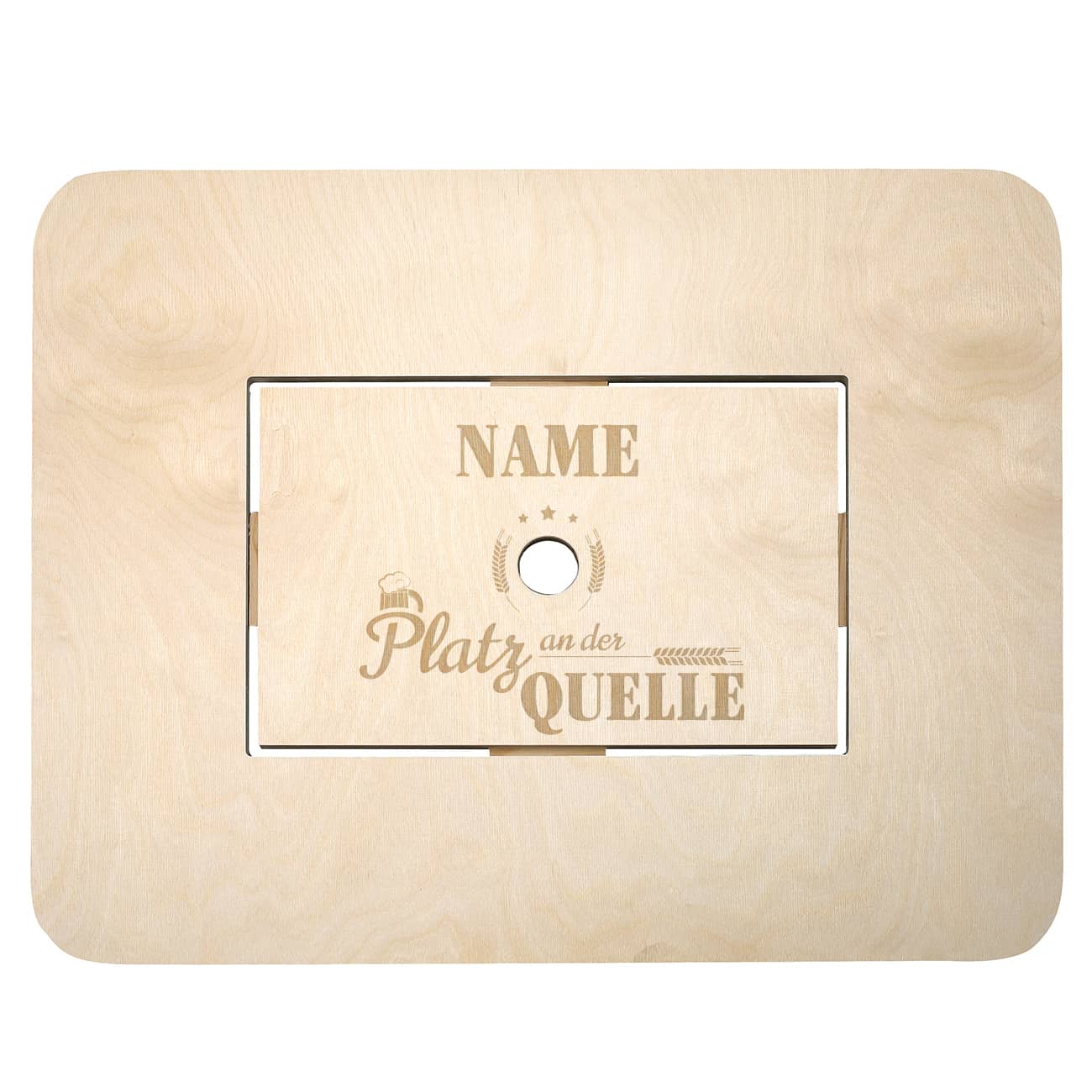 Platz an der Quelle - Bierkastentisch mit Ihrem Wunschnamen