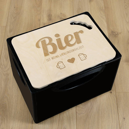 Bierkastendeckel aus unbehandelten Holz mit Text nach Wahl