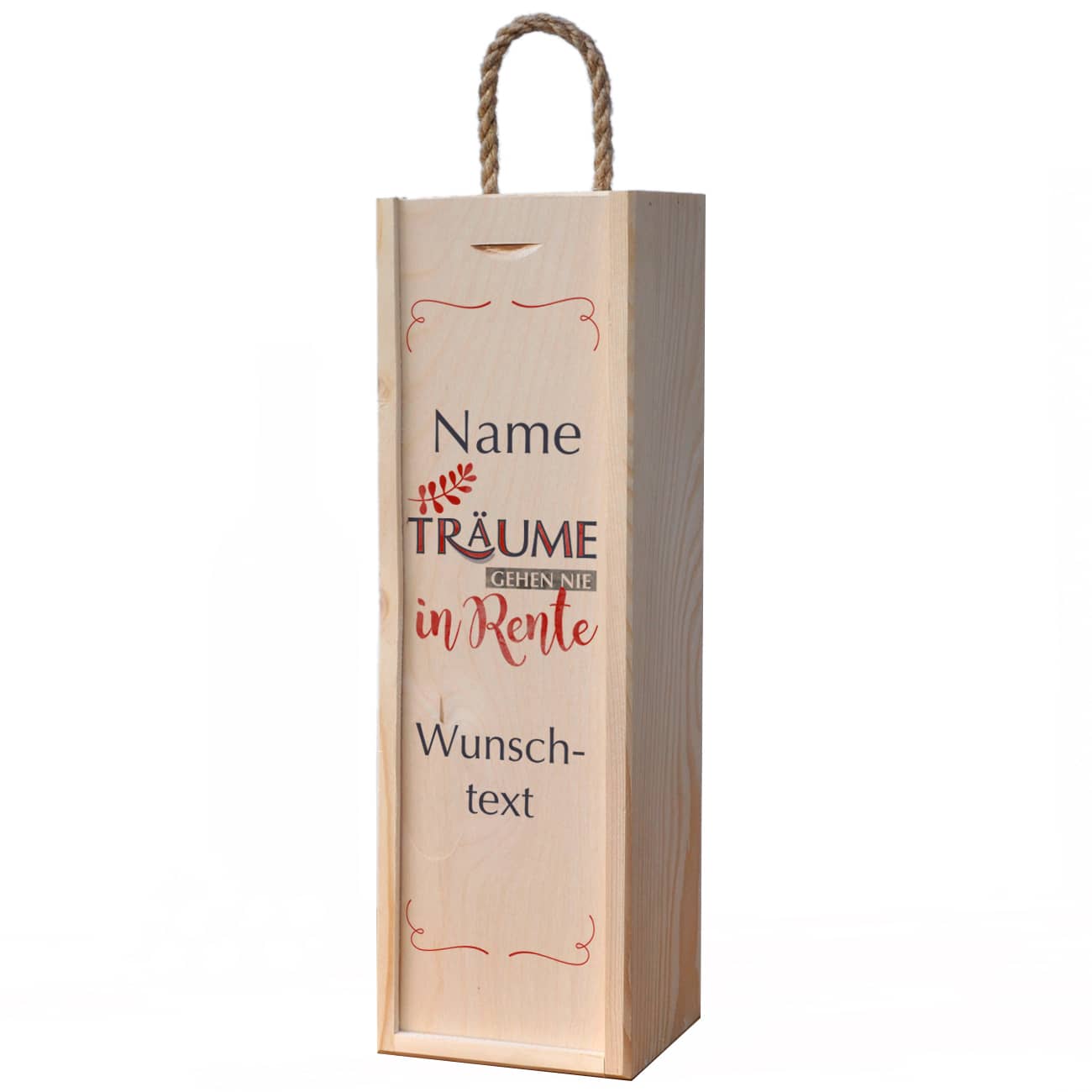 Träume gehen nie in Rente - Flaschenverpackung