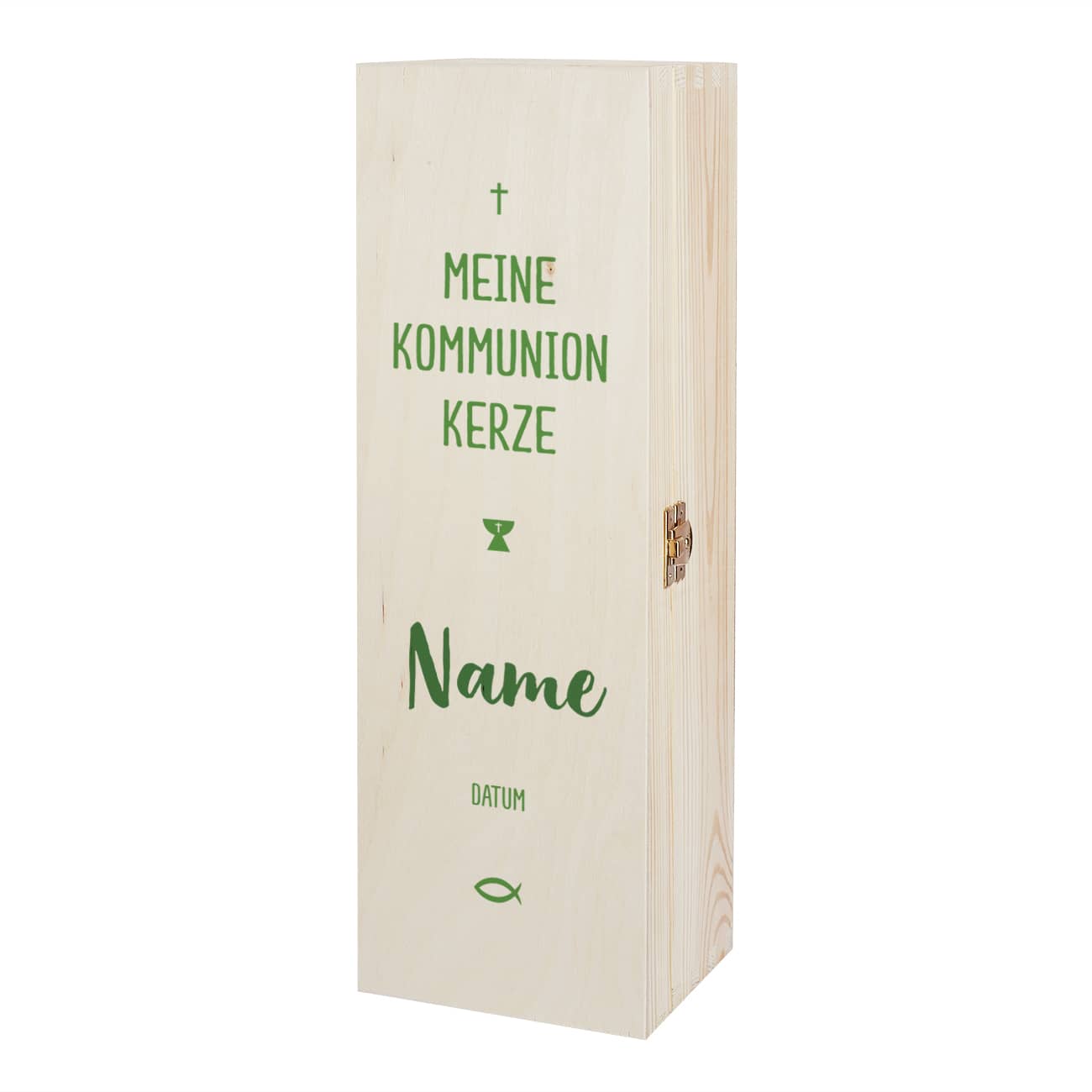 Geschenkbox für Kommunionkerzen - mit Name und Datum in drei Farben zur Auswahl