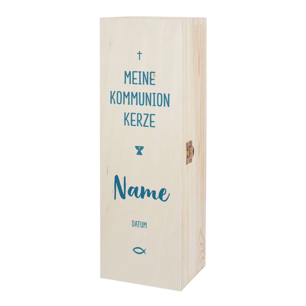 Geschenkbox für Kommunionkerzen - mit Name und Datum in drei Farben zur Auswahl