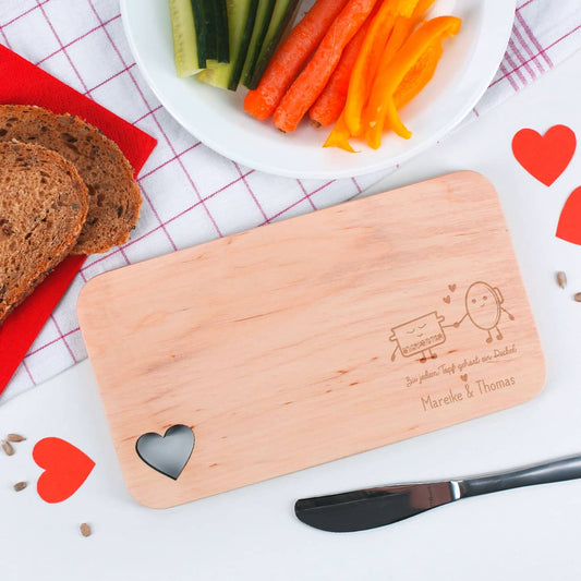 Holzbrettchen mit Topf und Deckel Motiv und Namen graviert