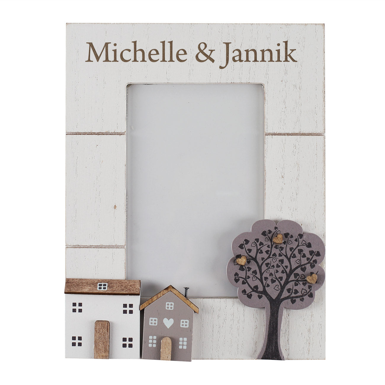 Bilderrahmen mit Wunschtext graviert in 2 Größen | Personalisiertes Geschenk für Einzug & Hochzeit