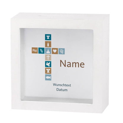 Bilderrahmen Spardose zu religiösem Anlass, mit persönlichem Aufdruck