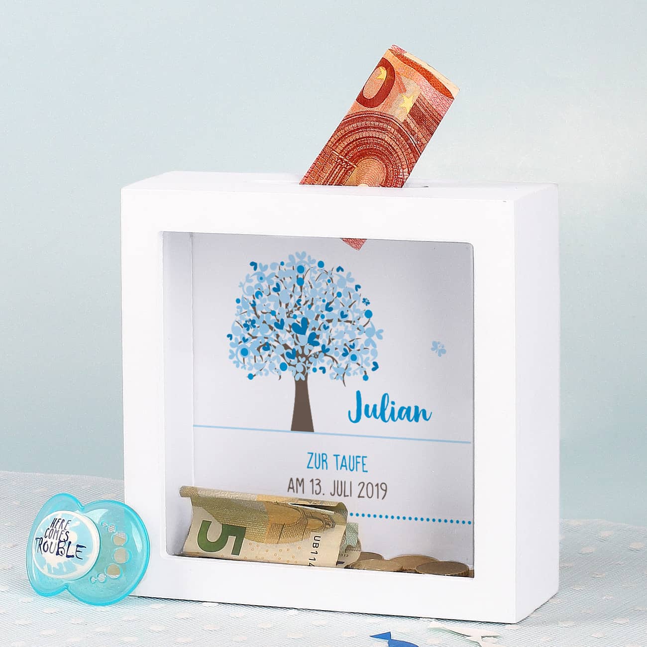 Bilderrahmen Spardose zur Taufe, Kommunion, Konfirmation