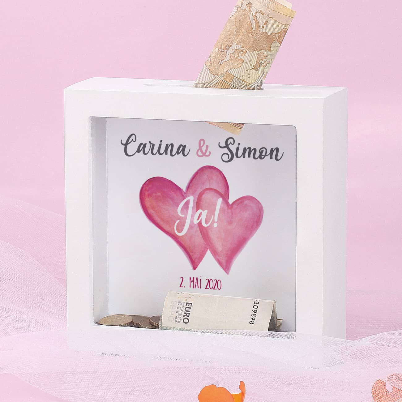 Ja! Bilderrahmen Spardose für Geldgeschenke zur Hochzeit