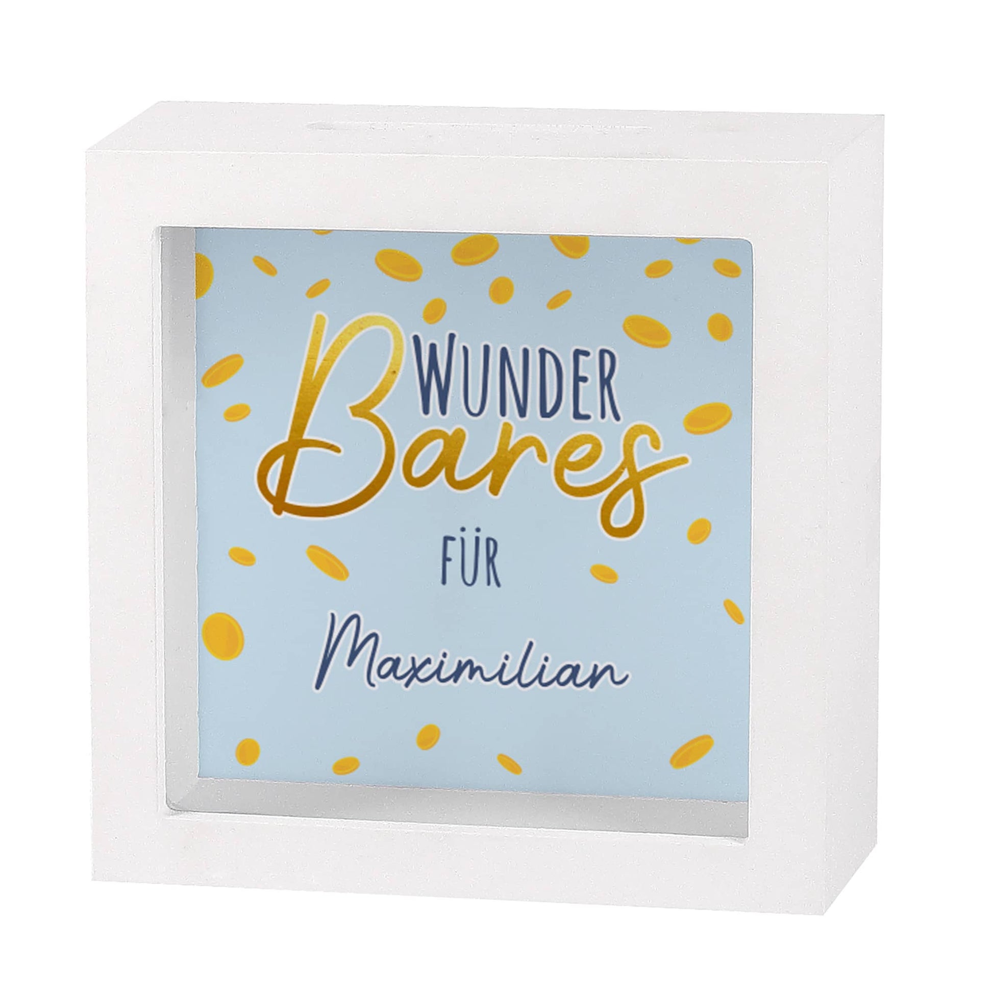 Personalisierte Bilderrahmenspardose mit Name nach Wunsch