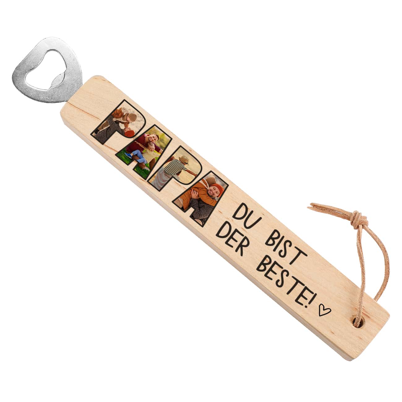 Holz-Flaschenöffner mit Fotoaufdruck für Papa