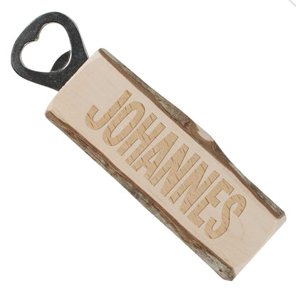 Flaschenöffner aus Naturholz mit Name personalisiert
