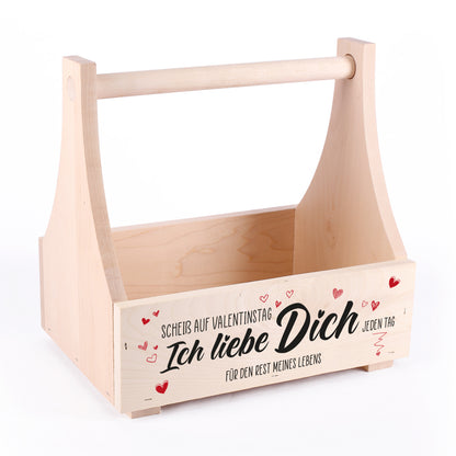 Scheiß auf Valentinstag Ich liebe Dich jeden Tag - Holzträger für Männer zum Valentinstag