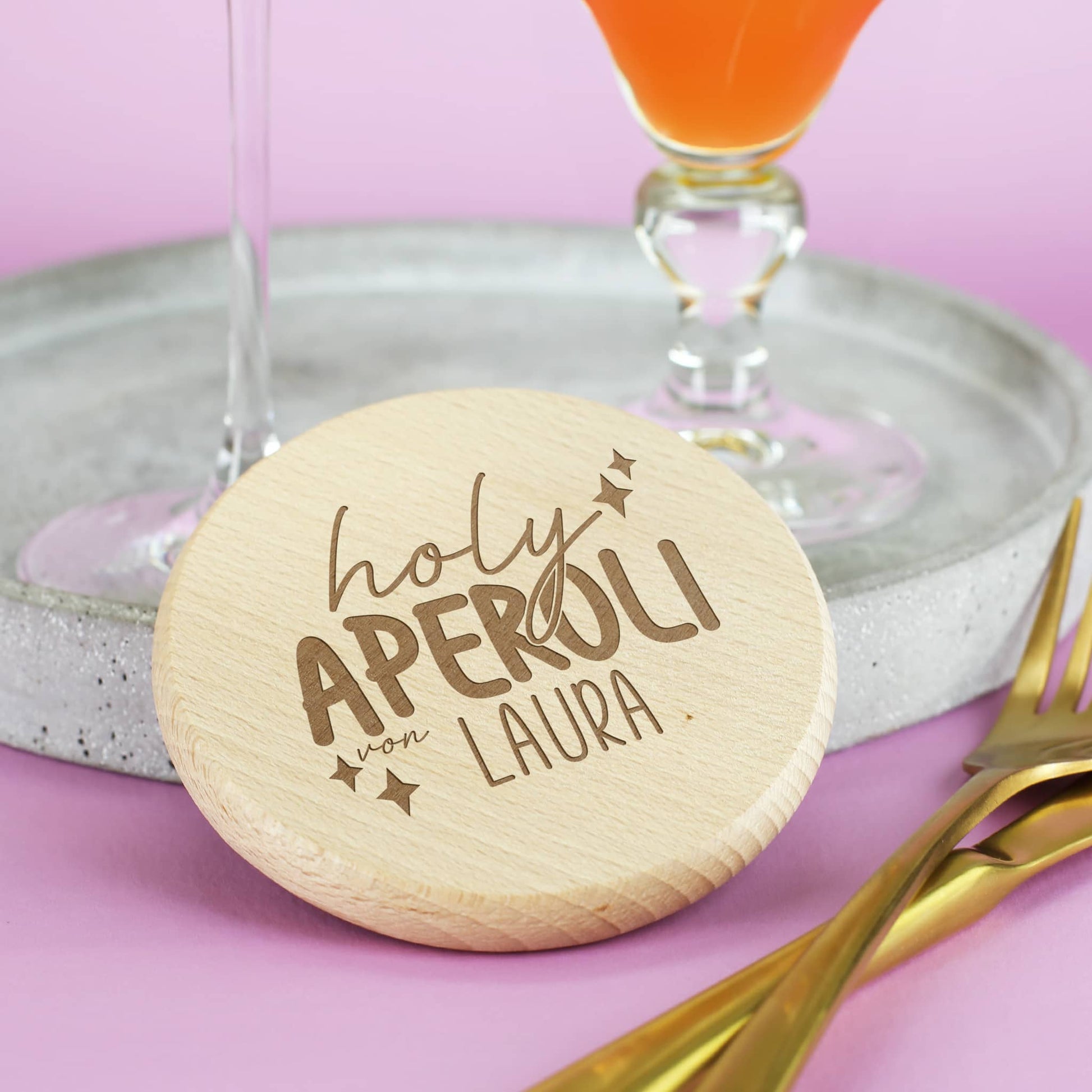 Aperol Glasabdeckung mit Namensgravur