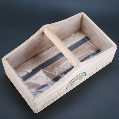 Holzkorb mit Folie ausgekleidet und einem Griff
